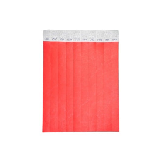 The image shows a stack of red, rectangular paper sheets with numbered tabs at the top, indicating they are likely part of a ticketing or numbering system. They appear to be designed for easy separation.
