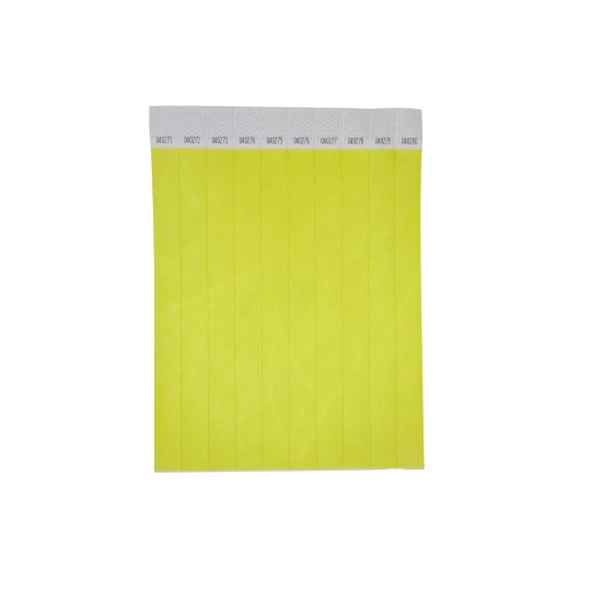 The image shows a series of bright yellow paper strips, each labeled with a unique number from 040271 to 040280 at the top. These strips are likely used for organization or labeling purposes.