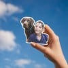 photo sticker of a pet and kid