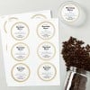 Custom printed labels and coffee beans