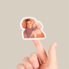 photo sticker woman holding dog