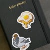 Smoking pigeon Die cut sticker on a diary 