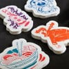 Chinese inspired comic artwork die cut stickers