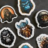 Stickers dark comic characters including a Viking and pirate