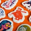 Japanese style kiss cut stickers orange background