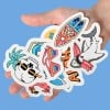 Summer stickers single cut in hand