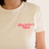 Hen do fabric sticker on white teeshirt