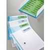 The image features a collection of organized file folders labeled 'Patients', 'Scans', 'Confidential', and 'Medical Records'. There is also a binder with various medical-related tabs visible in the background, indicating a focus on health documentation and organization.