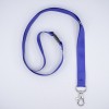 The image shows a purple lanyard with a metal clip at one end. It is flat and has a smooth texture, laying on a light background.