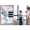 The image features a poster for the Creative Freelance Convention, happening on July 19th. It mentions events such as Startup Workshops, Business Talks, and Meet & Greets, set against a geometric background. In the background, two people are engaging in conversation, one drinking from a cup.