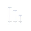 The image features three squeegees of varying heights arranged vertically. They all have long handles and a wide rubber blade, commonly used for cleaning surfaces or windows.