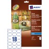 The image shows glossy product labels from Avery, including a bottle of soap and bath pearls. The packaging describes the use of these labels for an elegant finish.