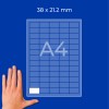Hand next to a blue A4 grid diagram labeled 38 x 21.2 mm