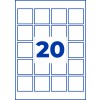 Grid of 20 blue-outlined squares with large blue number 20 in center