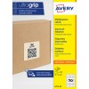 Brown cardboard box with a square QR-code label and Avery packaging strip