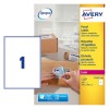 The image shows a package of Avery shipping labels, with a focus on the labels being applied to a package. The labels are opaque and cover the text underneath. The packaging provides information about the usage and specifications.