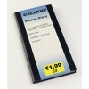 The image shows a GALLANT pocket diary with a faux leather cover. It is described as a premium diary, with a weekly view and dimensions of 152 x 80 mm. Priced at €1.99, initially €3.