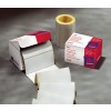 The image shows a box of white typewriter labels from Avery, with a roll of labels beside it. The labels are blank and are stacked. The packaging indicates it contains 250 labels with dimensions 89 x 37 mm.