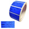 Roll of blue Avery security labels and one used blue security label